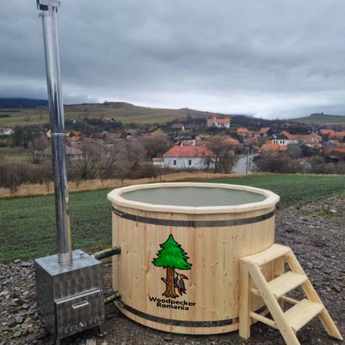 Ciubăr de baie premium pentru 4–5 persoane, cu sobă externă ( natur )